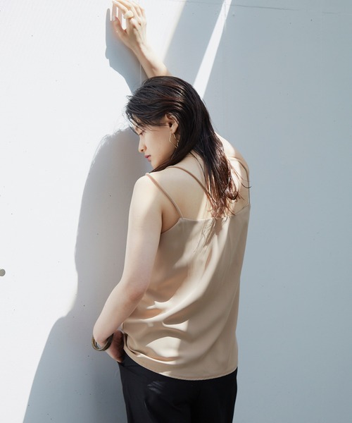 Happy John（ハッピージョン）の「リラックスタックキャミ（キャミソール・レディース・ホワイト/ベージュ/ブラック/ミント・FREE）」の3枚目の写真