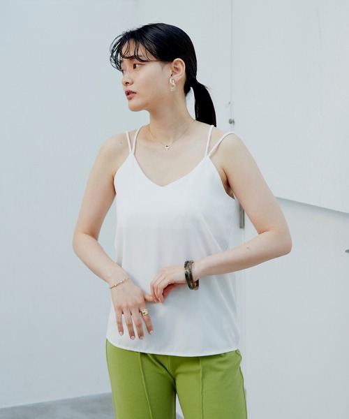 Happy John（ハッピージョン）の「リラックスタックキャミ（キャミソール・レディース・ホワイト/ベージュ/ブラック/ミント・FREE）」の2枚目の写真
