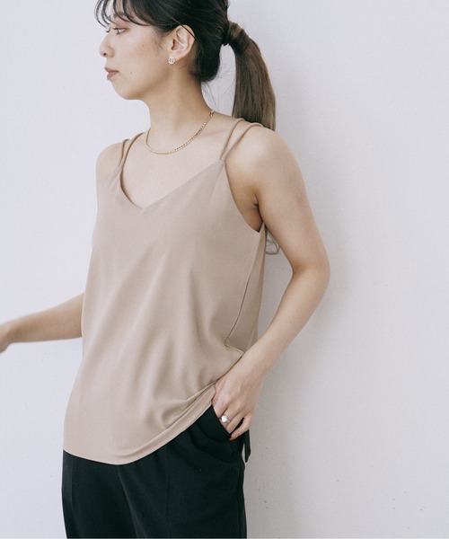 Happy John（ハッピージョン）の「リラックスタックキャミ（キャミソール・レディース・ホワイト/ベージュ/ブラック/ミント・FREE）」の18枚目の写真