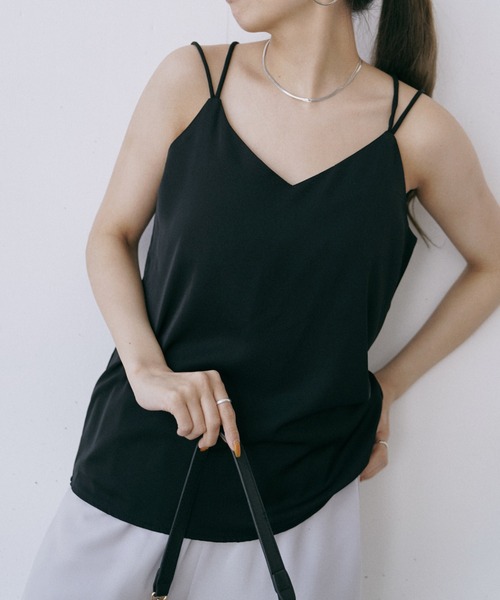 Happy John（ハッピージョン）の「リラックスタックキャミ（キャミソール・レディース・ホワイト/ベージュ/ブラック/ミント・FREE）」の6枚目の写真