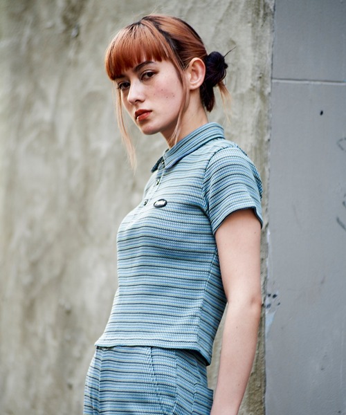 X-girl（エックスガール）の「BABY POLO SHIRT（ポロシャツ・レディース・ライトブルー/ブラック/オレンジ・S/M）」の7枚目の写真