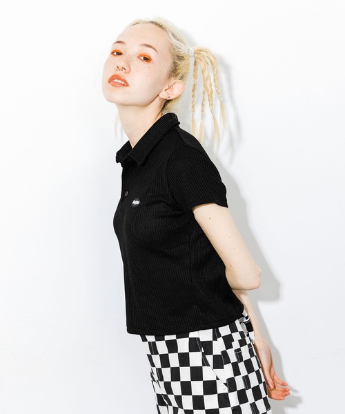 X-girl（エックスガール）の「BABY POLO SHIRT（ポロシャツ・レディース・ライトブルー/ブラック/オレンジ・S/M）」の10枚目の写真
