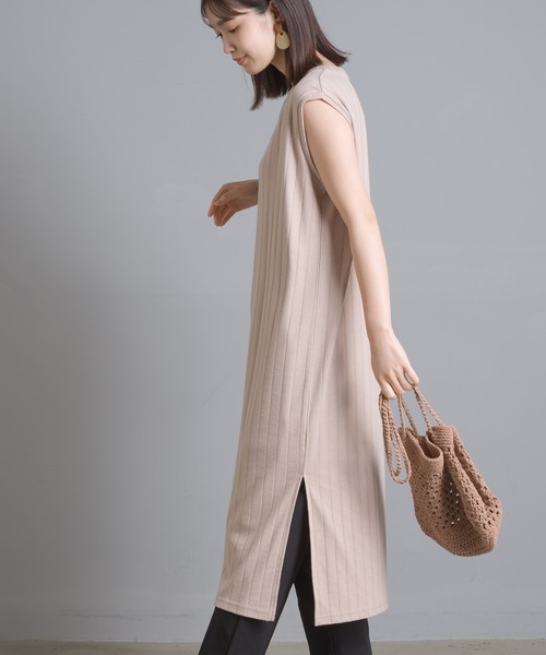 OMNES Another Edition（オムネス アナザーエディション）の「汗染み防止リブノースリーブワンピース（ワンピース・レディース・ブラック/ベージュ/イエロー/ラベンダー・FREE）」の13枚目の写真