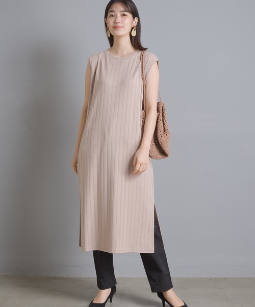 OMNES Another Edition（オムネス アナザーエディション）の「汗染み防止リブノースリーブワンピース（ワンピース・レディース・ブラック/ベージュ/イエロー/ラベンダー・FREE）」の7枚目の写真