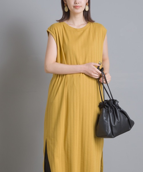 OMNES Another Edition（オムネス アナザーエディション）の「汗染み防止リブノースリーブワンピース（ワンピース・レディース・ブラック/ベージュ/イエロー/ラベンダー・FREE）」の14枚目の写真