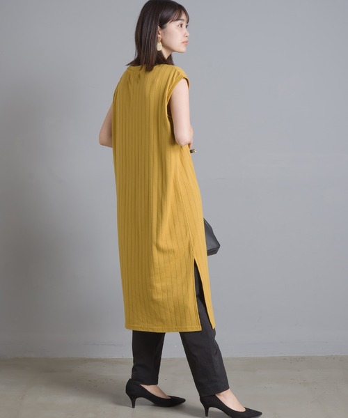 OMNES Another Edition（オムネス アナザーエディション）の「汗染み防止リブノースリーブワンピース（ワンピース・レディース・ブラック/ベージュ/イエロー/ラベンダー・FREE）」の10枚目の写真