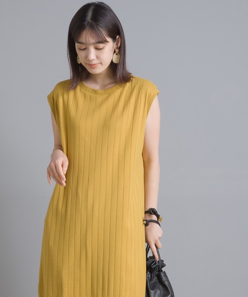 OMNES Another Edition（オムネス アナザーエディション）の「汗染み防止リブノースリーブワンピース（ワンピース・レディース・ブラック/ベージュ/イエロー/ラベンダー・FREE）」の8枚目の写真