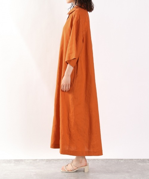 yuw（ユウ）の「リネンシャツワンピース　948121（ワンピース・レディース・ブラック/ベージュ/オレンジ/ブルー・FREE）」の11枚目の写真