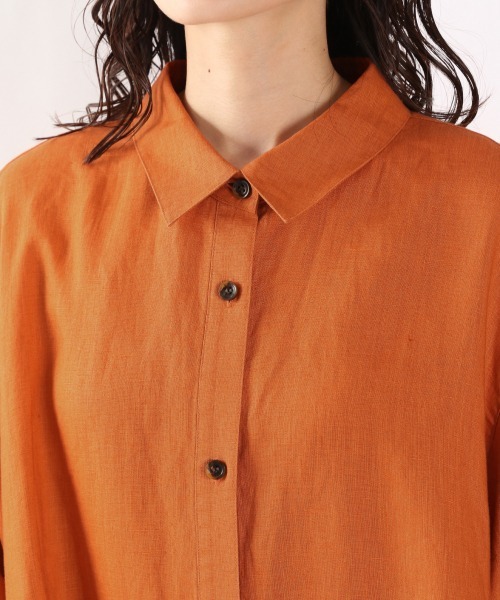 yuw（ユウ）の「リネンシャツワンピース　948121（ワンピース・レディース・ブラック/ベージュ/オレンジ/ブルー・FREE）」の7枚目の写真