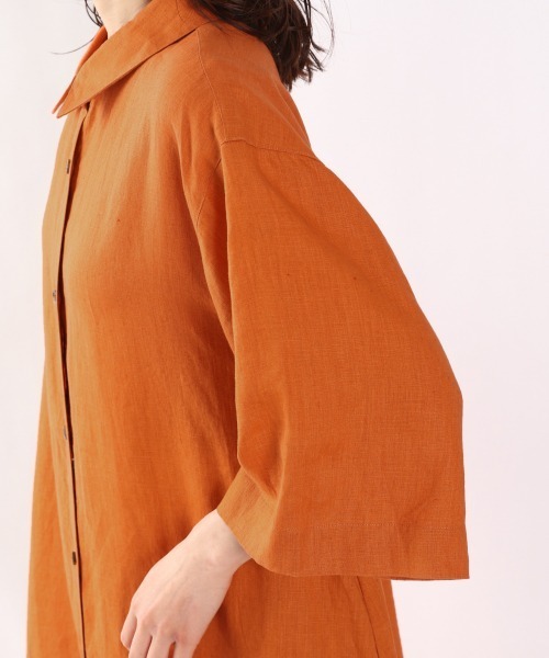 yuw（ユウ）の「リネンシャツワンピース　948121（ワンピース・レディース・ブラック/ベージュ/オレンジ/ブルー・FREE）」の13枚目の写真