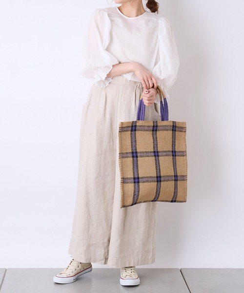 PUAL CE CIN（ピュアルセシン）の「【TARANGO JUTE】ジュートチェックトートバッグ（トートバッグ・レディース・その他1/その他2・FREE）」の3枚目の写真