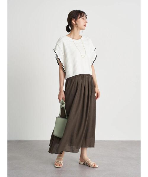 earth music&ecology（アースミュージックアンドエコロジー）の「楊柳クレープフレアスカート ＊（スカート・レディース・ベージュ/ブラウン/ミント/ホワイト系その他2・FREE）」の17枚目の写真
