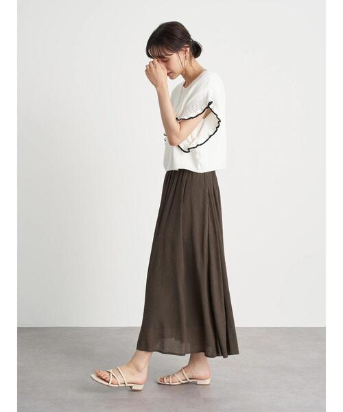earth music&ecology（アースミュージックアンドエコロジー）の「楊柳クレープフレアスカート ＊（スカート・レディース・ベージュ/ブラウン/ミント/ホワイト系その他2・FREE）」の15枚目の写真