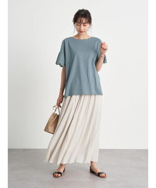 earth music&ecology（アースミュージックアンドエコロジー）の「楊柳クレープフレアスカート ＊（スカート・レディース・ベージュ/ブラウン/ミント/ホワイト系その他2・FREE）」の14枚目の写真