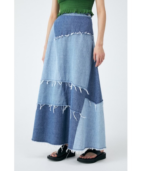 MOUSSY（マウジー）の「PANEL LONG FLARE スカート（デニムスカート・レディース・ブラック/ブルー・1/2）」の7枚目の写真