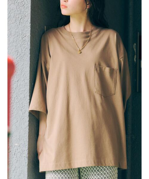 SEVENDAYS=SUNDAY（セブンデイズサンデイ）の「ヘビーウェイト半袖ポケットTEE　＊（Tシャツ/カットソー・レディース・オフホワイト/ブラック/オレンジ/グリーン/ベージュ・M/XL/S/L）」の14枚目の写真