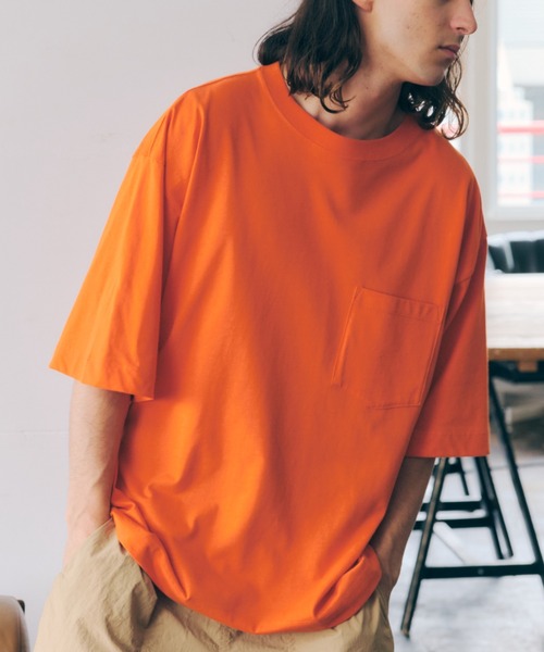 SEVENDAYS=SUNDAY（セブンデイズサンデイ）の「ヘビーウェイト半袖ポケットTEE　＊（Tシャツ/カットソー・レディース・オフホワイト/ブラック/オレンジ/グリーン/ベージュ・M/XL/S/L）」の5枚目の写真