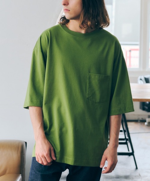 SEVENDAYS=SUNDAY（セブンデイズサンデイ）の「ヘビーウェイト半袖ポケットTEE　＊（Tシャツ/カットソー・レディース・オフホワイト/ブラック/オレンジ/グリーン/ベージュ・M/XL/S/L）」の4枚目の写真