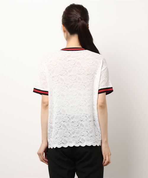allureville(アルアバイル)の「ライントリミングレースT(Tシャツ/カットソー・レディース・オフホワイト/ブラック・2)」の4枚目の写真