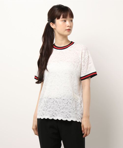allureville(アルアバイル)の「ライントリミングレースT(Tシャツ/カットソー・レディース・オフホワイト/ブラック・2)」の15枚目の写真
