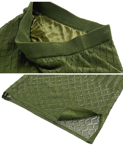 Alluge（アルージュ）の「配色ラインチュニック&透かしパンツ セットアップ（つなぎ/オールインワン・レディース・ブラック/カーキ・FREE）」の7枚目の写真