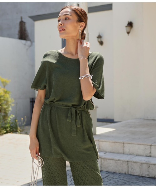 Alluge（アルージュ）の「配色ラインチュニック&透かしパンツ セットアップ（つなぎ/オールインワン・レディース・ブラック/カーキ・FREE）」の17枚目の写真