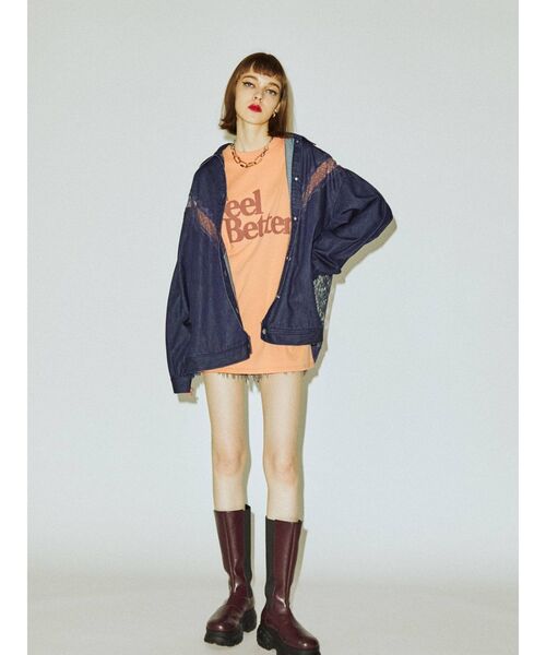 jouetie（ジュエティ）の「レトロ BIG Tシャツ（Tシャツ/カットソー・レディース・オフホワイト/ブラック・MEDIUM）」の7枚目の写真