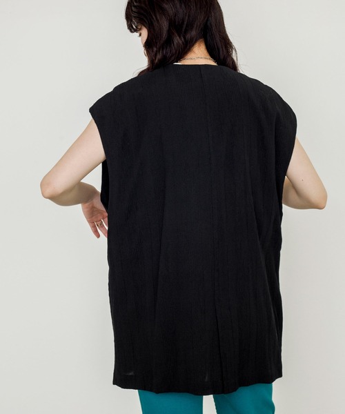 w closet（ダブルクローゼット）の「【新色追加】チェック調オーバーベスト（ベスト・レディース・ブラック/ベージュ/モカ・FREE）」の16枚目の写真