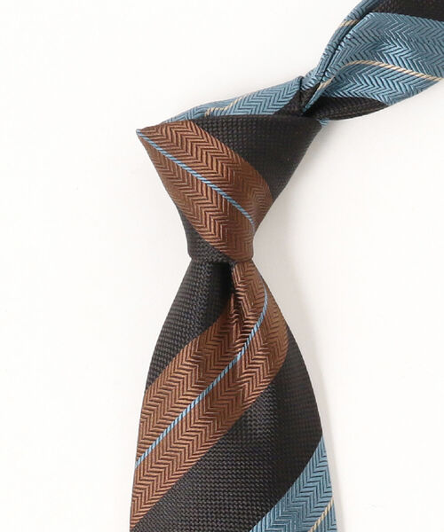 【美品】ホリデーアンドブラウン ネクタイ ブラック ブラウン パネルストライプ Holliday & Brown（ホリデーアンドブラウン）の「Holliday & Brown