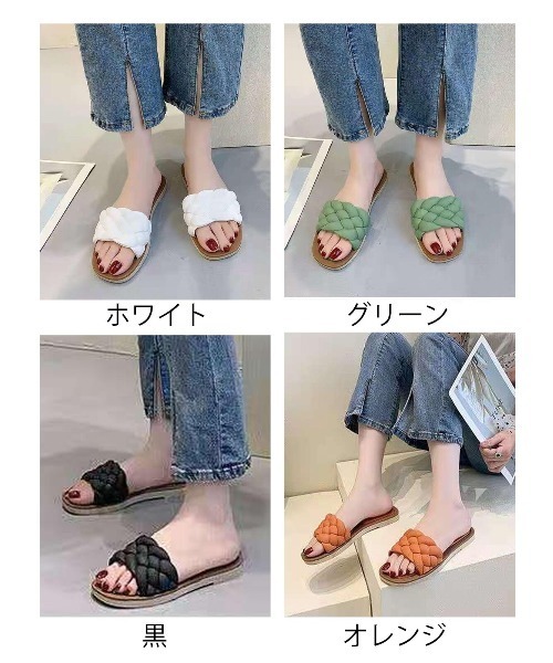 SFW（エスエフダブリュー）の「ラフなデザインと上品な素材感のバランスが抜群 合皮ビーチサンダル（サンダル・レディース・ホワイト/ブラック/オレンジ/グリーン・40/39/38/36/37）」の12枚目の写真