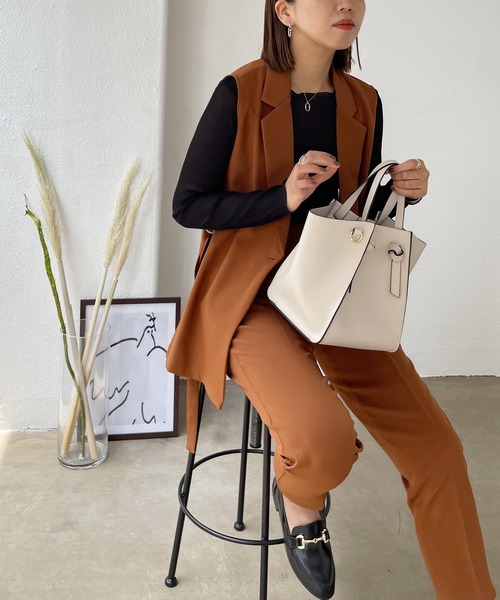 Shelly island(シェリーアイランド)の「ハイウエストテーパードパンツ(その他パンツ・レディース・ブラック/ダークグリーン/テラコッタ・FREE)」の4枚目の写真