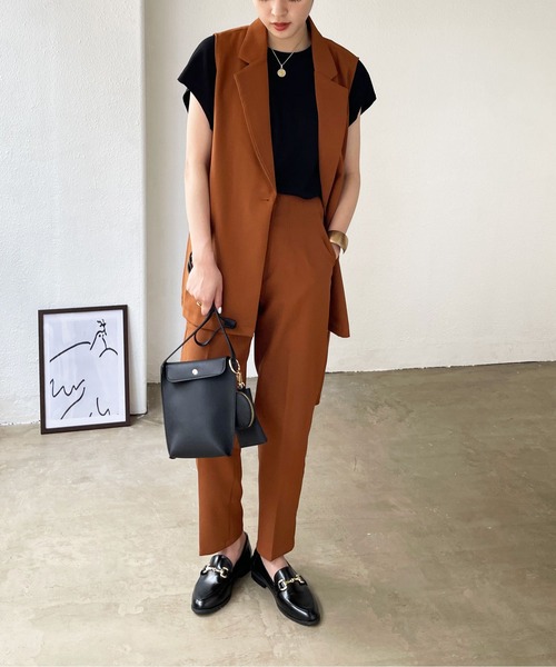 Shelly island(シェリーアイランド)の「ハイウエストテーパードパンツ(その他パンツ・レディース・ブラック/ダークグリーン/テラコッタ・FREE)」の8枚目の写真