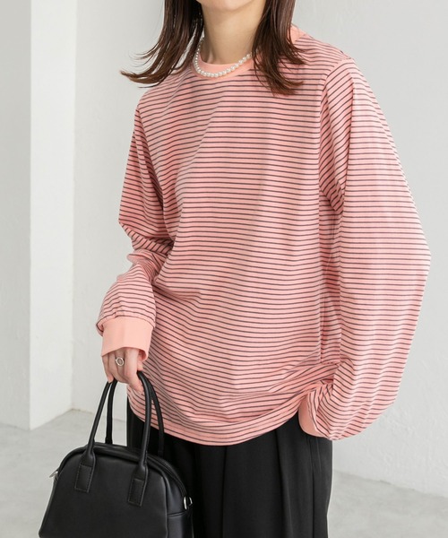 BONLECILL(ボンルシール)の「ミニボーダーリンガーロンT(Tシャツ/カットソー・レディース・ブラック/ブラウン/ブルー/グリーン/ワイン/イエロー/モスグリーン/ホワイト系その他2/ピンク系その他2/サックスブルー/ホワイト系その他3/グリーン系その他/ピンク系その他/ラベンダー/ホワイト系その他/グリーン系その他2/ブルー系その他/グレー系1/ブラック系1・FREE)」の17枚目の写真