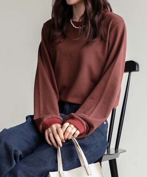 BONLECILL(ボンルシール)の「ミニボーダーリンガーロンT(Tシャツ/カットソー・レディース・ブラック/ブラウン/ブルー/グリーン/ワイン/イエロー/モスグリーン/ホワイト系その他2/ピンク系その他2/サックスブルー/ホワイト系その他3/グリーン系その他/ピンク系その他/ラベンダー/ホワイト系その他/グリーン系その他2/ブルー系その他/グレー系1/ブラック系1・FREE)」の19枚目の写真