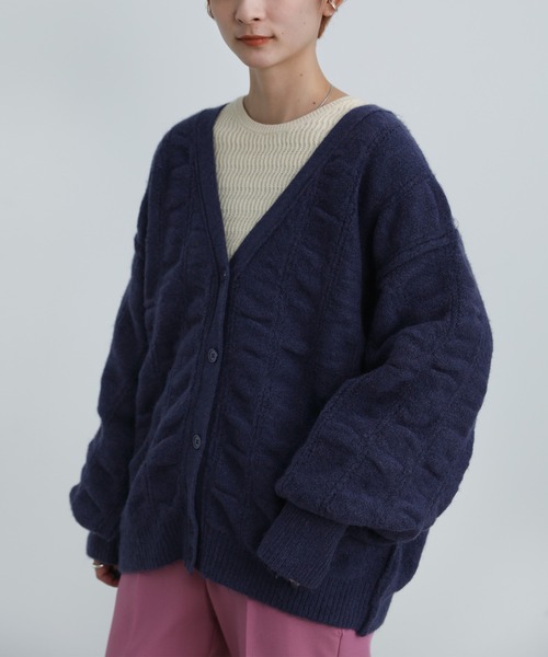 select MOCA（セレクトモカ）の「シャーリングデザインオーバーカーディガン（カーディガン/ボレロ・レディース・ベージュ/ブラウン/ネイビー・FREE）」の3枚目の写真