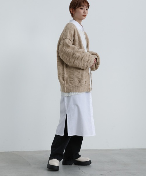 シャーリングデザインオーバーカーディガン（カーディガン/ボレロ