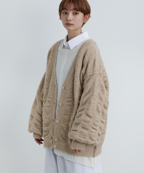 select MOCA（セレクトモカ）の「シャーリングデザインオーバーカーディガン（カーディガン/ボレロ・レディース・ベージュ/ブラウン/ネイビー・FREE）」の18枚目の写真