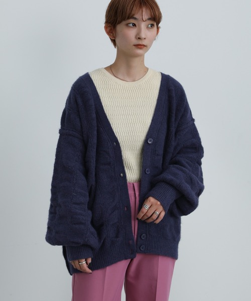 select MOCA（セレクトモカ）の「シャーリングデザインオーバーカーディガン（カーディガン/ボレロ・レディース・ベージュ/ブラウン/ネイビー・FREE）」の21枚目の写真