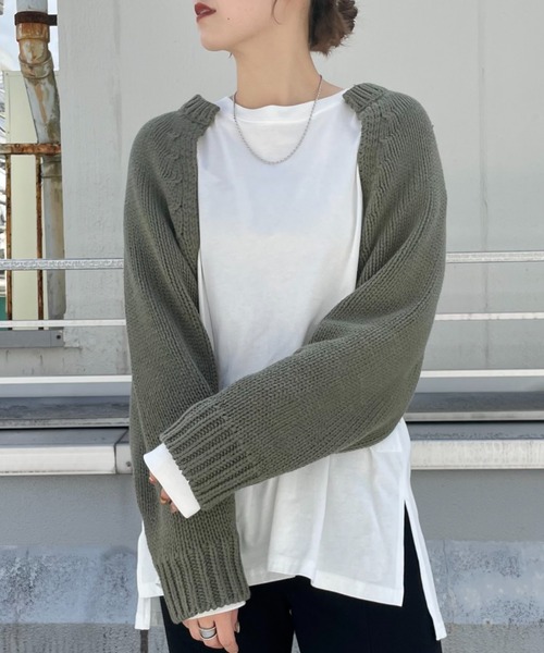 CIAOPANIC（チャオパニック）の「ニットボレロTシャツセット/セットアイテム（ニット/セーター・レディース・アイボリー/ブラック/グリーン・FREE）」の3枚目の写真