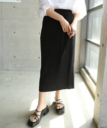 moment+ | 【2021A/W New Arrival】マットサテンプリーツセミタイトスカート(裏地あり)(スカート)