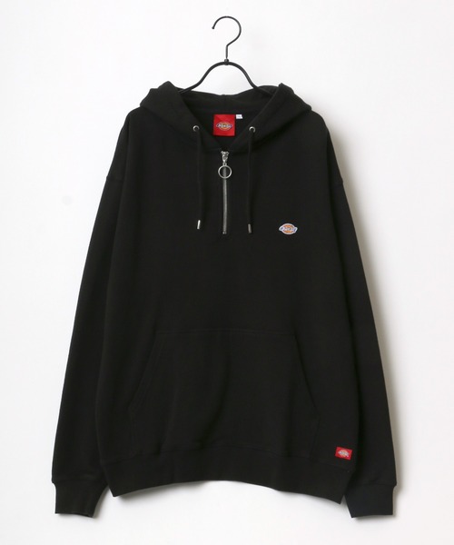 Dickies（ディッキーズ）の「Dickies/ディッキーズ ビッグシルエット ワンポイント ミニロゴワッペン ハーフジップ スウェット パーカー（パーカー・メンズ・ホワイト/ブラック/ベージュ/グレイッシュベージュ/グリーン/サックスブルー・M/L/XL）」の8枚目の写真