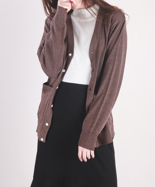 WESTSEA(ウエストシー)の「WEB限定 シープカシミヤタッチ Vネックニットカーディガン(カーディガン/ボレロ・メンズ・ブラック/ネイビー/グレー/ブラウン系その他/ライラック/ワイン/グレイッシュベージュ/チャコール・S/M/L/XL)」の4枚目の写真