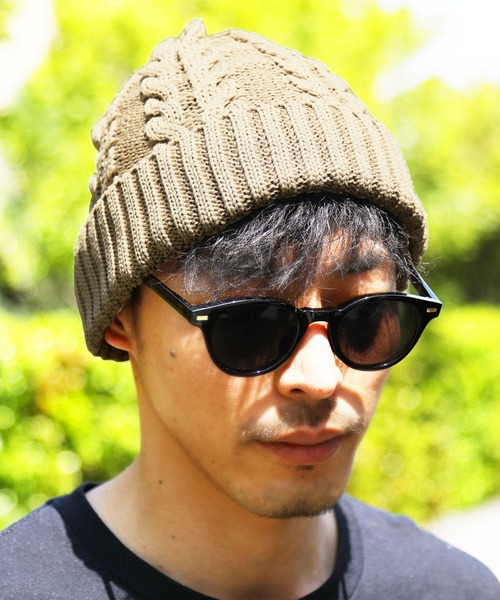 jiggys shop（ジギーズショップ）の「コットンニット ケーブル柄ニットワッチキャップ（ニットキャップ/ビーニー・メンズ・マスタード/レッド/ピンク/ホワイト/ブラック/ベージュ/ブルー/ネイビー・FREE）」の3枚目の写真