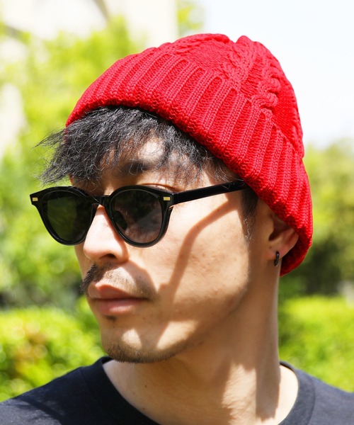 jiggys shop（ジギーズショップ）の「コットンニット ケーブル柄ニットワッチキャップ（ニットキャップ/ビーニー・メンズ・マスタード/レッド/ピンク/ホワイト/ブラック/ベージュ/ブルー/ネイビー・FREE）」の8枚目の写真