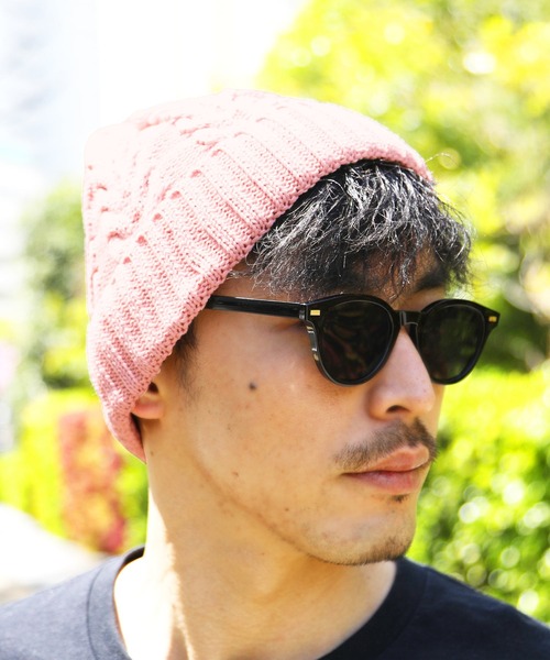 jiggys shop（ジギーズショップ）の「コットンニット ケーブル柄ニットワッチキャップ（ニットキャップ/ビーニー・メンズ・マスタード/レッド/ピンク/ホワイト/ブラック/ベージュ/ブルー/ネイビー・FREE）」の7枚目の写真