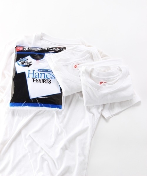 HANES(ヘインズ)の「【HANES/ヘインズ】【さらっとドライ】青パック クルーネックTシャツ 3枚組 速乾・型崩れしにくい 3P パックT(Tシャツ/カットソー・メンズ・ホワイト・SMALL/MEDIUM/LARGE/X-LARGE)」の1枚目の写真