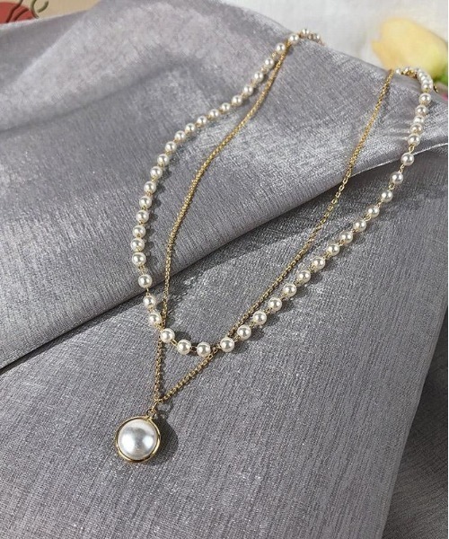 SONA(ソナ)の「SONYUNARA パール2連ネックレス(ネックレス・レディース・シルバー/ゴールド・FREE)」の4枚目の写真