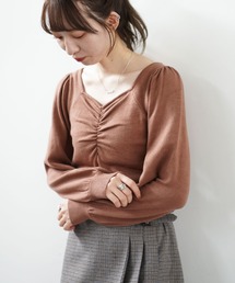 【web限定item】フロントギャザーニットプルオーバー