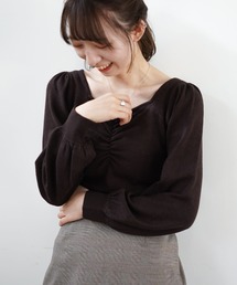 【web限定item】フロントギャザーニットプルオーバー