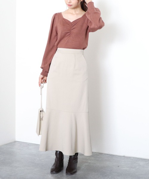 archives(アルシーヴ)の「【web限定item】フロントギャザーニットプルオーバー(ニット/セーター・レディース・ピンクベージュ/グレー/オフホワイト/ブラウン・MEDIUM)」の15枚目の写真